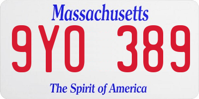 MA license plate 9YO389