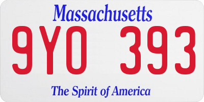 MA license plate 9YO393