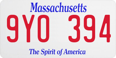 MA license plate 9YO394