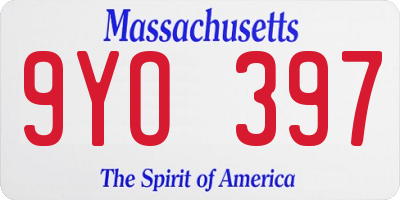 MA license plate 9YO397
