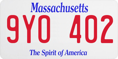 MA license plate 9YO402
