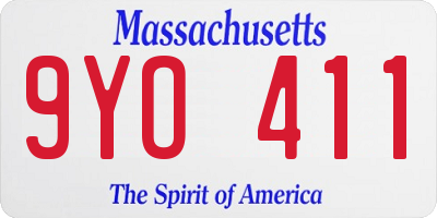 MA license plate 9YO411