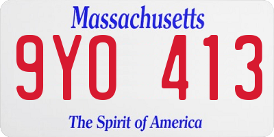 MA license plate 9YO413