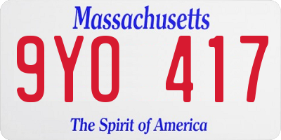 MA license plate 9YO417