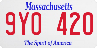MA license plate 9YO420
