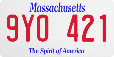 MA license plate 9YO421
