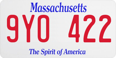 MA license plate 9YO422