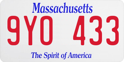 MA license plate 9YO433