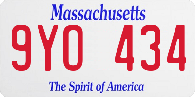 MA license plate 9YO434