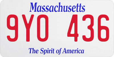 MA license plate 9YO436
