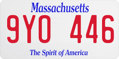 MA license plate 9YO446
