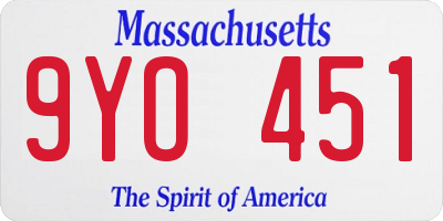 MA license plate 9YO451