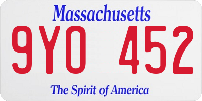 MA license plate 9YO452