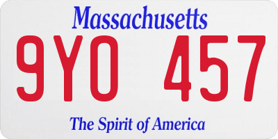 MA license plate 9YO457
