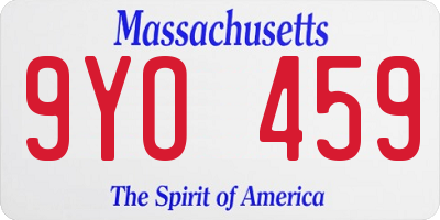 MA license plate 9YO459