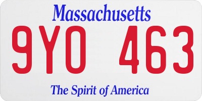 MA license plate 9YO463