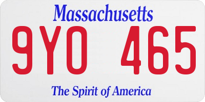 MA license plate 9YO465