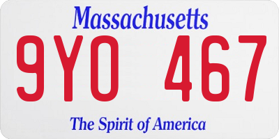 MA license plate 9YO467