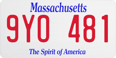 MA license plate 9YO481