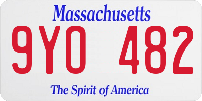 MA license plate 9YO482