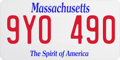MA license plate 9YO490