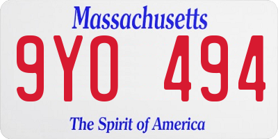 MA license plate 9YO494