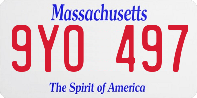 MA license plate 9YO497