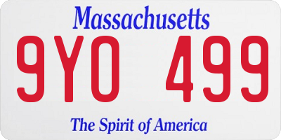 MA license plate 9YO499