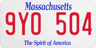 MA license plate 9YO504