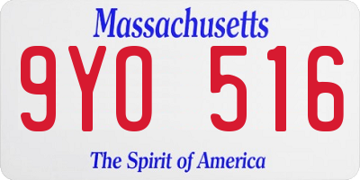 MA license plate 9YO516