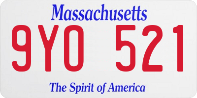 MA license plate 9YO521