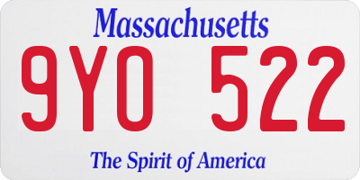 MA license plate 9YO522