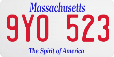 MA license plate 9YO523