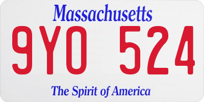 MA license plate 9YO524