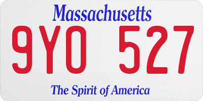 MA license plate 9YO527