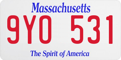 MA license plate 9YO531