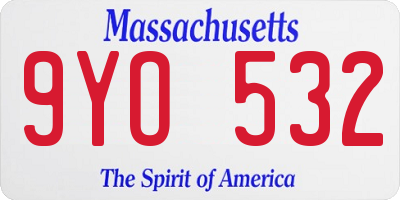 MA license plate 9YO532