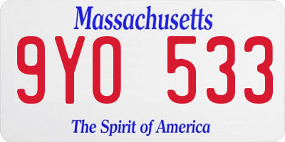 MA license plate 9YO533