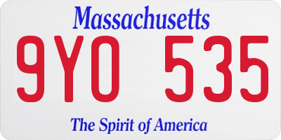 MA license plate 9YO535