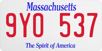 MA license plate 9YO537
