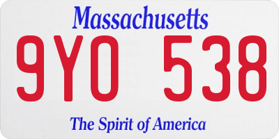 MA license plate 9YO538