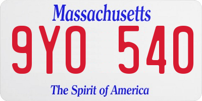 MA license plate 9YO540