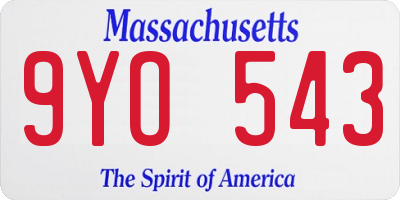 MA license plate 9YO543