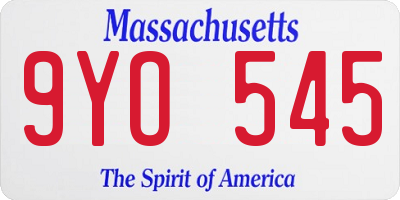 MA license plate 9YO545