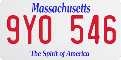 MA license plate 9YO546