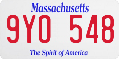 MA license plate 9YO548