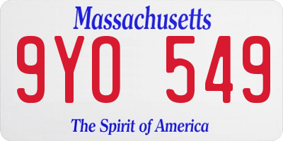 MA license plate 9YO549