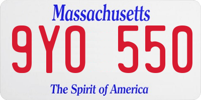 MA license plate 9YO550