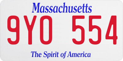 MA license plate 9YO554