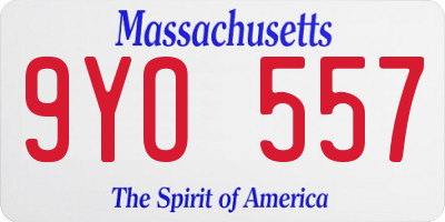 MA license plate 9YO557